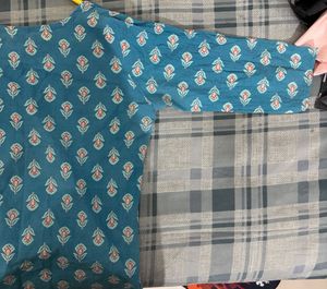 Teal Block Print Kurta