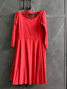 Vibrant Red A-Line Dress
