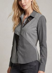 Chic Lace Details Button-Up Shirt