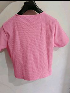 Chic Pink Ribbed Cut-Out Top