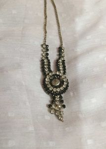 Sparkling Black &amp; Clear Stone Necklace