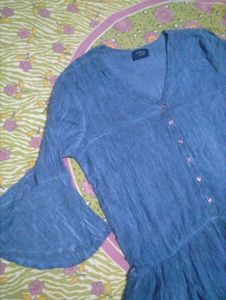 Blue Bell Sleeve Peplum Top