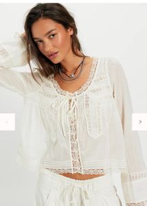 Free people Lace Trim blouse