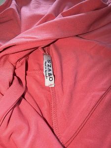 Coral Wrap V-Neck Sleeveless Dress