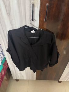Black Formal/Casual Full-Sleeve Shirt for Women