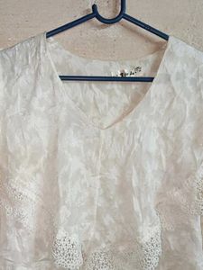 Partywear Top Layered Blouson White