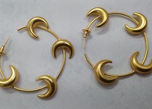 Gold Moon Crescent Hoop Earrings