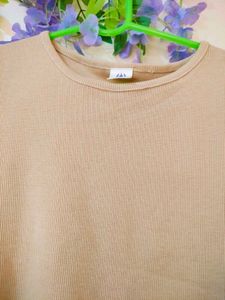 get freebies with  Beige Short Sleeve Top