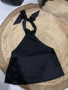 Elegant Black Halter Neck Top