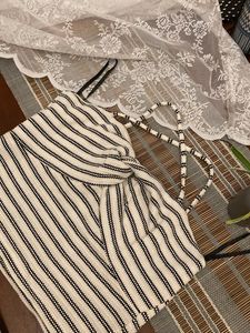 Striped Twist Front Crop Top