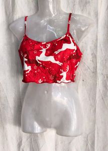 I. Cute Reindeer Print Crop Top