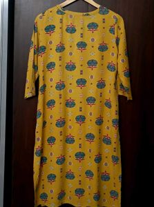 Yellow Printed Kurta