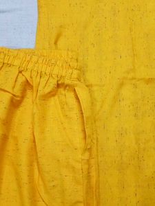 Yellow Embroidered Kurta with Pants Set