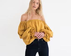 Chic Mustard Yellow Bardot Top