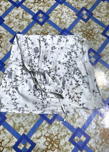 White Skirt with Birdcage Print