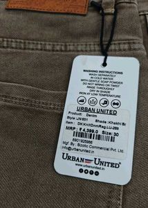 Urban United Men’s Denim Khakhi Br Jeans (Size-30)