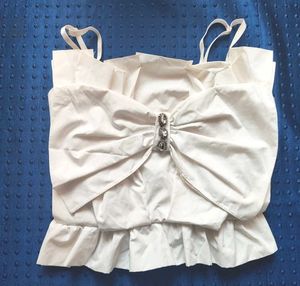 Chic White Bow Top