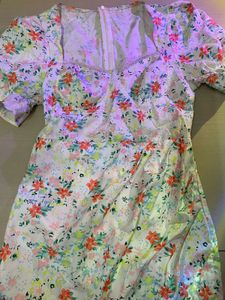 Floral Puff Sleeve Sweetheart Neck Dress