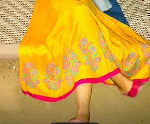 Yellow Ethnic Embroidered Skirt