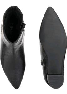 black faux Leather casual Chelsea boots for woman