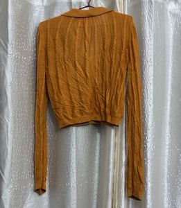 Yellow Knit-Textured light Sweater