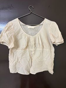Plain Beige Button Up Top