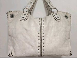 Michael Kors White Astor Leather Studded Bag