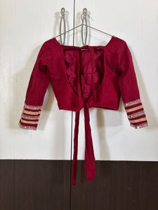 Beautiful Maroon choli set with Embellished Border