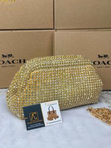 Sparkling Gold Clutch Bag with Chain