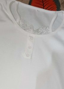 Chic Lace Trim Ribbed Top