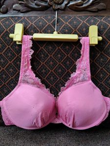 Pink Lace Trim soft padded Bra