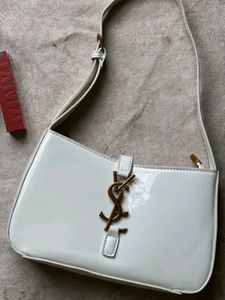 YSL White Patent Leather Shoulder Bag IMPORTED