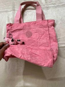 Kipling Pink Tote Bag with Monkey