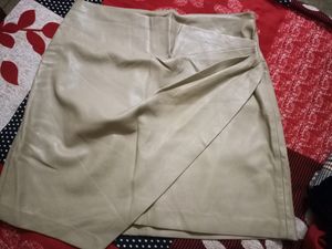 Nude Leather Skirt