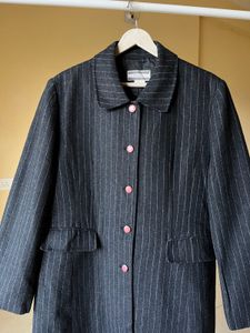 Striped Coat with Pink Buttons