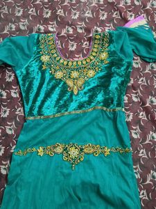 Green Embroidered Anarkali