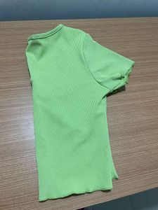 Green V-Neck Crop Top