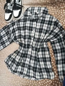 Black &amp; White Plaid Button-Up Shirt
