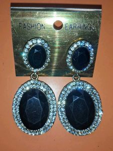 Fashion Earrings - Elegant Black &amp; Crystal