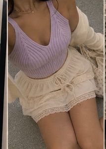 Cute Lavender V-Neck Crop Top
