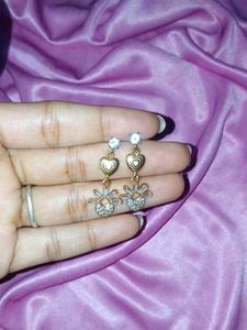 Korean sparkling Heart Dangle Earrings