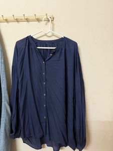 Blue Button-Down Top