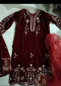 velvet bridal heavy kurti pant sets