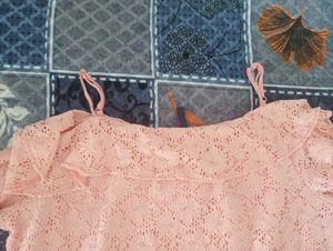 Peach Lace Off-Shoulder Top
