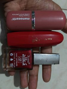 Combo lipsticks(Mamaearth) and Nail polish