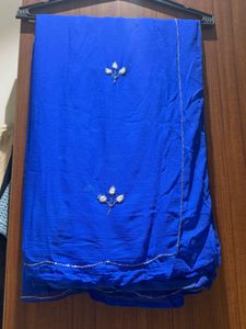 Chiffon Royal blue stone embroidery