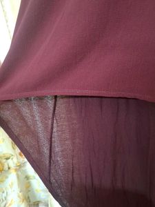 Maroon Long Sleeve Asymmetrical Dress
