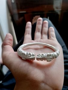 Lion Face Kada Pure Silver