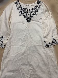White Kurta with Black Embroidery
