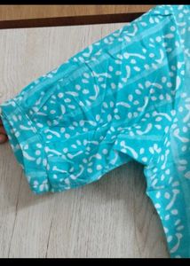 Aqua Blue Printed Kurta